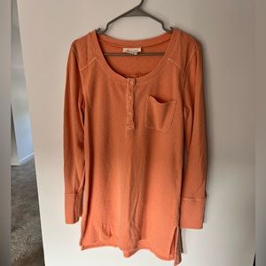 Anthropologie Orange Thermal Nightshirt Size Small